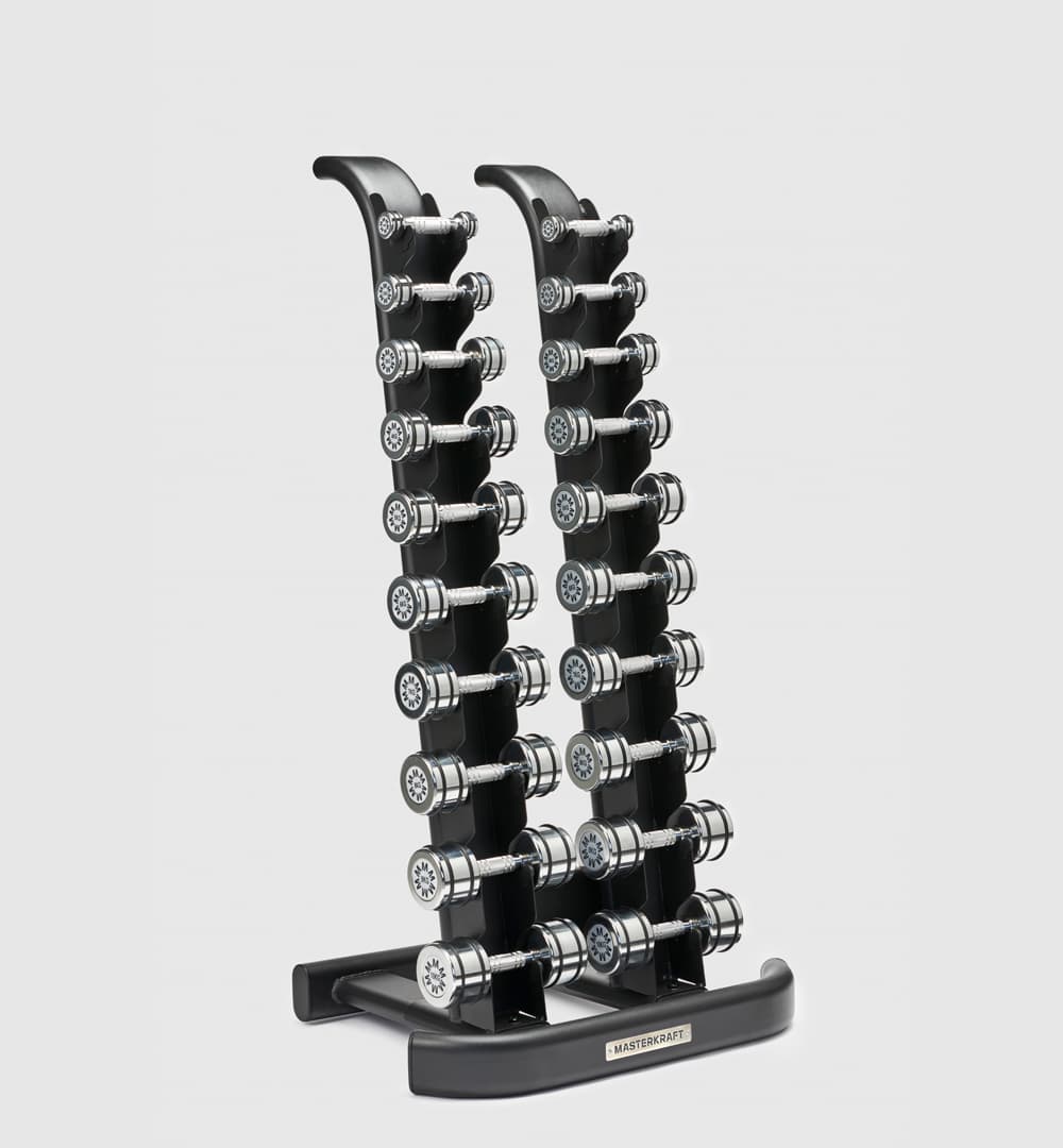 Chrome 110 Dumbbells (1kg-10kg Pairs) & Rack